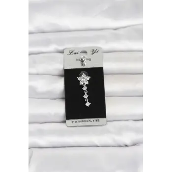 316L Cerrahi Çelik Sallantılı Çiçek Model Göbek Piercing