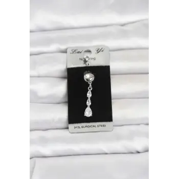 316L Cerrahi Çelik Sallantılı Damla Model Göbek Piercing