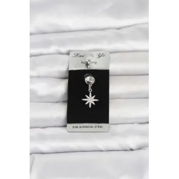 316L Cerrahi Çelik Sallantılı Kutup Yıldızı Model Göbek Piercing