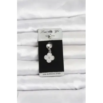 316L Cerrahi Çelik Sallantılı Yonca Model Göbek Piercing