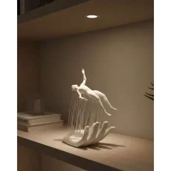 3D El Üzerinde İnsan Figürü Beyaz Minimal Masa Üstü Dekor