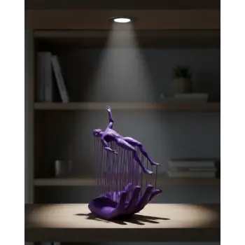 3D El Üzerinde İnsan Figürü Mor Soyut Tasarım Dekor Biblo