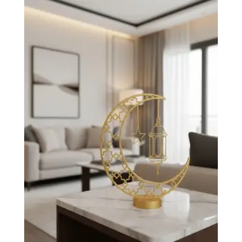 3D Hilal Cami Dekor Özel Baskı 20x20 cm Şık Masa Üstü