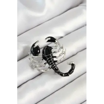 3D Siyah Akrep Figürlü Gümüş Renk Kadın Broş