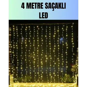 4 Metre Yılbaşı Şelale Led Perde Işık Ev Bahçe Dekor