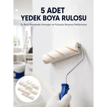 5’li Mini Rulo Boya Seti Duvar Tavan Emülsiyon Uygulama