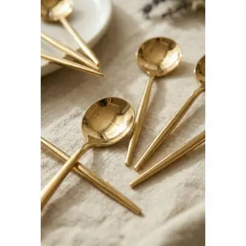 6lı Lüks Gold Paslanmaz Çelik Çay Kaşığı Seti (13 cm)