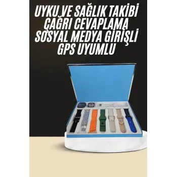 7 Kordonlu Unisex Akıllı Saat Çoklu Kordon Seçeneği Amoled Ekran