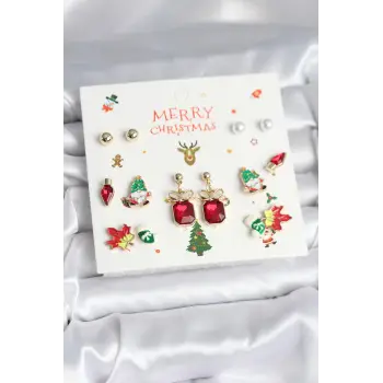 8 Çift Yılbaşı Temalı Kadın Küpe