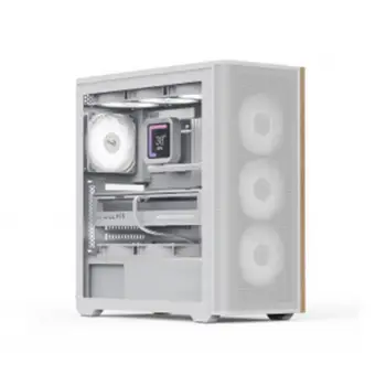 Aerocool AE D501A WH 4x12cm Fanlı Ahşap Ön Panel Tempered Cam Yan ve Mesh Ön Panel, USB Type-C,ATX