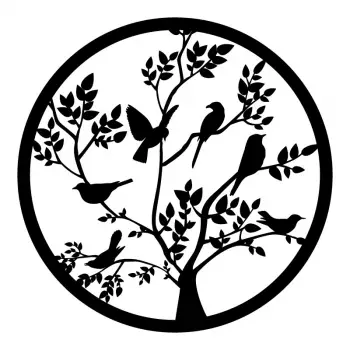 Ahşap İşleme Duvar Süsü- Kuş  -  50 cm Çap