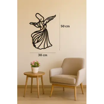 Ahşap İşleme Duvar Süsü- SEMAZEN Silüeti- 50 cm x 30 cm
