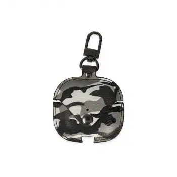 Airpods Pro 2 (2.nesil) Çanta Kamuflaj Deri Kılıf - Gri