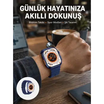 Akıllı Saat 360 mAh Çoklu Spor Modlu Lacivert Siyah Kordon Yeni Nesil