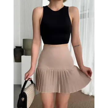 Altı pliseli mini etek