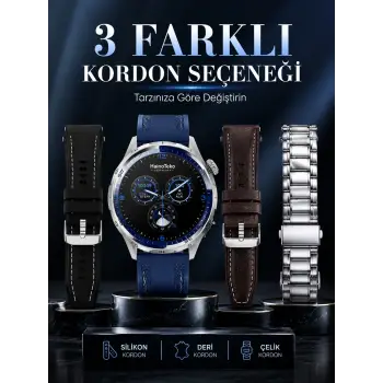 AMOLED Ekranlı Bluetooth Akıllı Saat 3 Kordonlu Uzun Pil Ömürlü