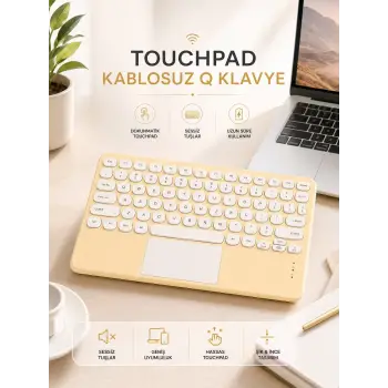 Android ve İOS Uyumlu Bluetooth Klavye Touchpad Slim Kablosuz Wifi Q Klavye