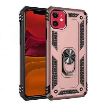Apple iPhone 11 Kılıf Sofya Yüzüklü Silikon Kapak - Rose