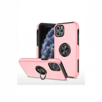 Apple iPhone 11 Pro Max Kılıf Elit Yüzüklü Kapak - Pembe