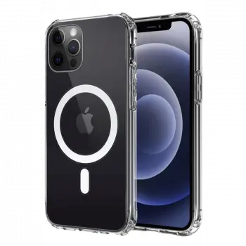 Apple iPhone 12 Kılıf Magneticsafe Şeffaf Silikon - Şeffaf