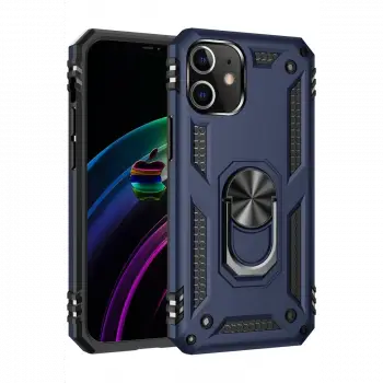 Apple iPhone 12 Mini Kılıf Sofya Yüzüklü Silikon Kapak - Lacivert