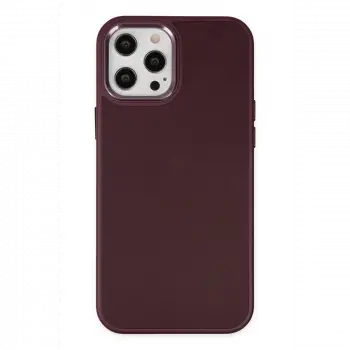 Apple iPhone 12 Pro Max Kılıf Asya Deri Silikon - Mürdüm