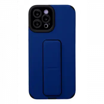 Apple iPhone 12 Pro Max Kılıf Mega Standlı Silikon - Mavi