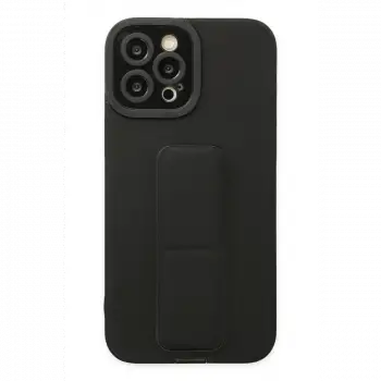 Apple iPhone 12 Pro Max Kılıf Mega Standlı Silikon - Siyah