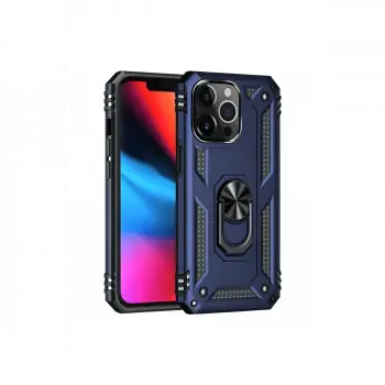 Apple iPhone 13 Pro Max Kılıf Sofya Yüzüklü Silikon Kapak - Lacivert