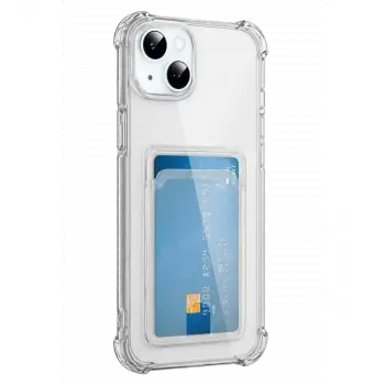 Apple iPhone 15 Kılıf Kart Şeffaf Silikon - Şeffaf