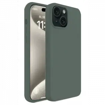 Apple iPhone 15 Plus Kılıf First Silikon - Koyu Yeşil