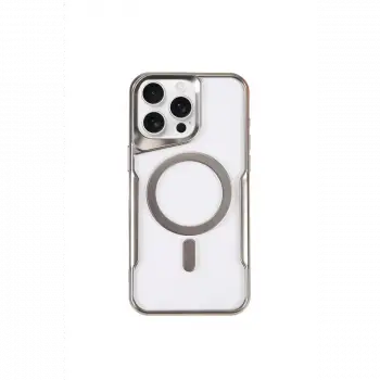 Apple iPhone 15 Pro Max Kılıf Boyi Magsafe Silikon Kapak - Gümüş