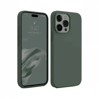 Apple iPhone 15 Pro Max Kılıf First Silikon - Koyu Yeşil