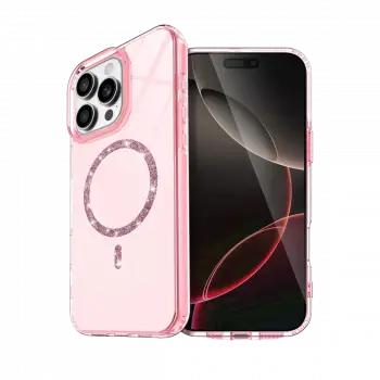 Apple iPhone 15 Pro Max Live Diamond Magsafe Kapak - Pembe