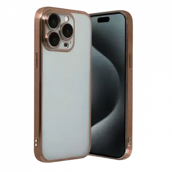 Apple iPhone 15 Pro Max Razer Lensli Silikon - Çöl Titanyum