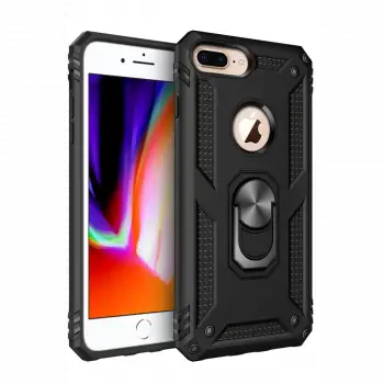 Apple iPhone 7 Plus Kılıf Sofya Yüzüklü Silikon Kapak - Siyah