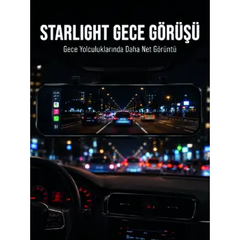 Araç İçi Multimedya Ekranı Çift Kameralı Ayna Carplay