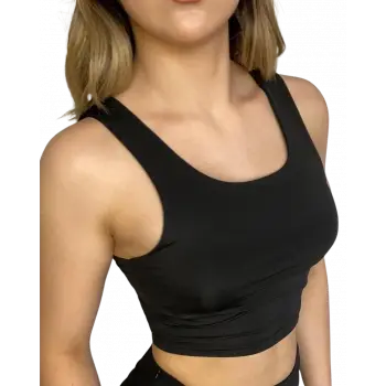 Askılı Crop  Bluz-SİYAH