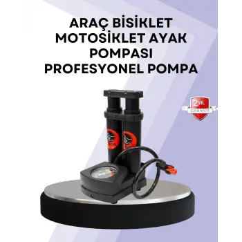 Basınç Saatli Ayak Pompası Bisiklet ve Araç Uyumlu