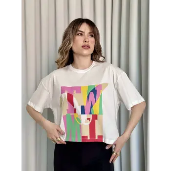 Baskılı crop tişört