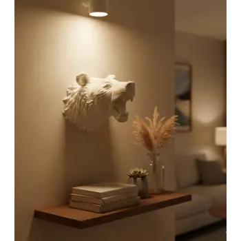 Beyaz Renk 3D Ayı Başı Duvar Dekoru