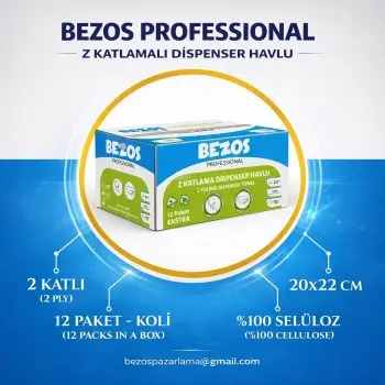 Bezos Professional Z Katlamalı Dispenser Havlu 2 Katlı %100 Selüloz 20x22 cm 12’li Koli