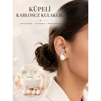 Bluetooth Bağlantılı Küpeli Kablosuz Kulaklık Uzun Pil Ömrü