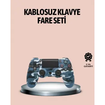 Bluetooth Kablosuz PS4 Gamepad Çift Motorlu Siyah Controller