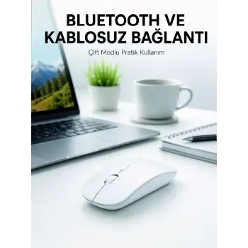Bluetooth Kablosuz Wireless Mouse Şarjlı Sessiz Ergonomik 5000 DPI Fare