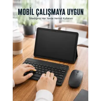 Bluetooth Klavyeli Android Tablet Seti SIM Kart Destekli Kablosuz Mouse ve Mobil Çalışma Deneyimi