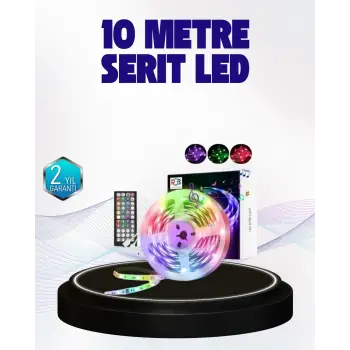 Bluetooth Kontrollü Smart Şerit Led 10M Sese Duyarlı RGB Aydınlatma