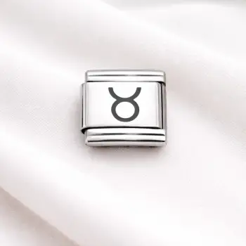 Boğa Burcu Çelik Nomination Charm | Gümüş Burç Charm Paslanmaz Çelik Bileklik Aksesuarı