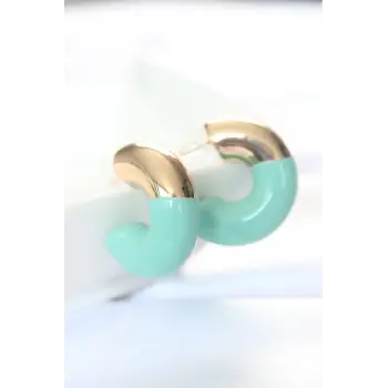 CCB Turkuaz Gold Çift Renk Küpe