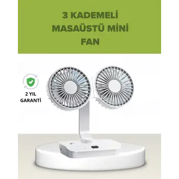 Çift Kafalı Masaüstü ve Duvar Tipi Sessiz USB Şarjlı Fan